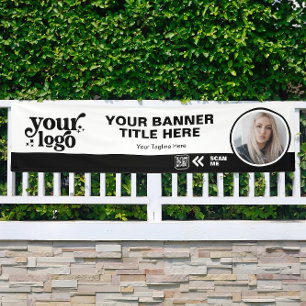 Banderoles Logo d'entreprise QR Code Photo Intérieur Noir ext