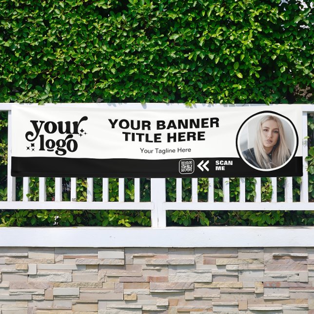Banderoles Logo d'entreprise QR Code Photo Intérieur Noir ext (Créateur téléchargé)