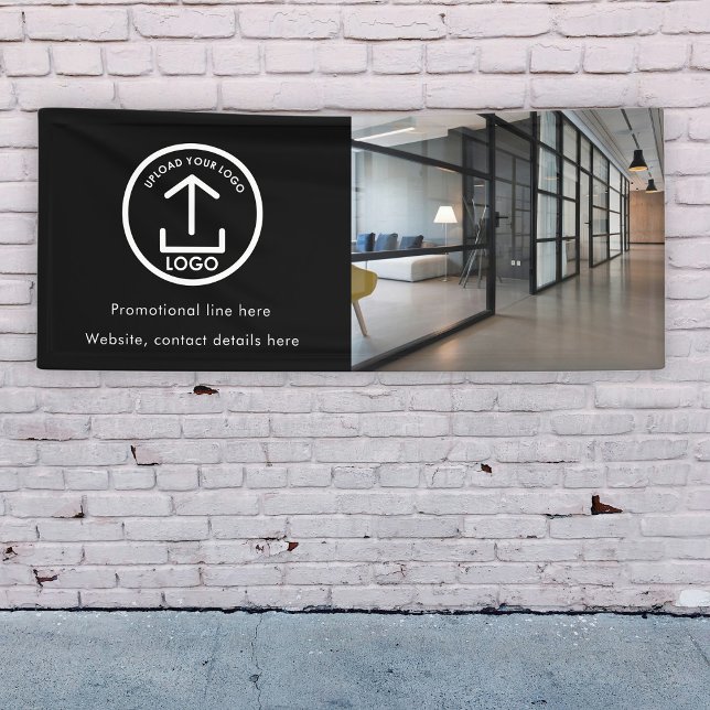 Banderoles Logo d'entreprise simple moderne photo et texte no (Modern Simple Business Logo Photo & Text Black Banner)