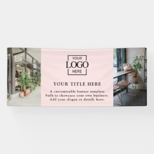 Banderoles Logo et photo d'entreprise personnalisés rose simp