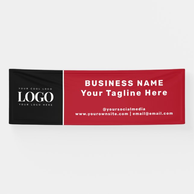 Banderoles Logo et texte d'entreprise personnalisés en noir e (Horizontal)