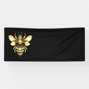 Banderoles Logo Faux Gold Foil Bee Polygonal sur Noir