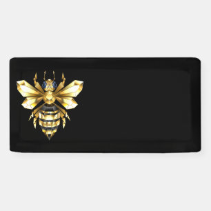 Banderoles Logo Faux Gold Foil Bee Polygonal sur Noir