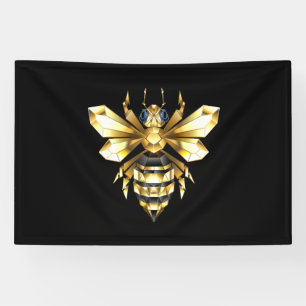 Banderoles Logo Faux Gold Foil Bee Polygonal sur Noir