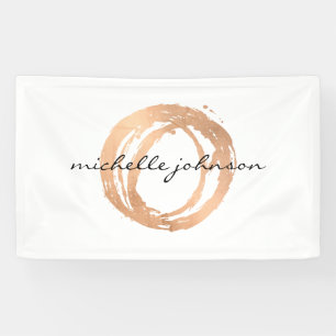 Banderoles Logo Luxe Faux Rose Gold Peint Cercle Designer