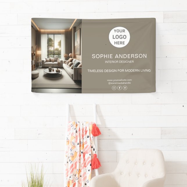 Banderoles Logo moderne Photo Taupe Professionnel (En situation)
