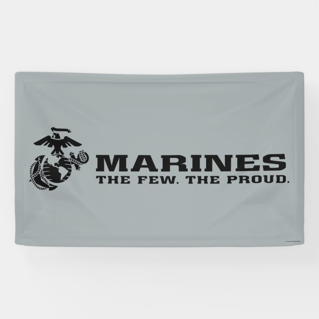 Banderoles Logo noir empilé USMC "The Rew, The Fiers" (Horizontal)