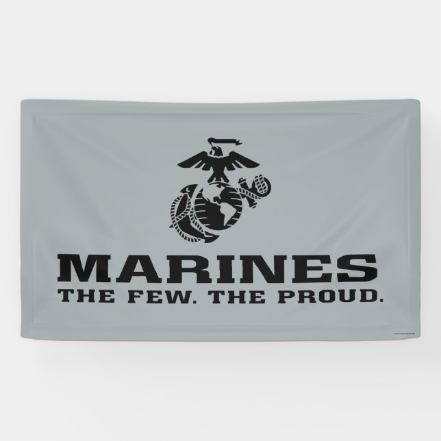 Banderoles Logo noir empilé USMC "The Rew, The Fiers" (Horizontal)