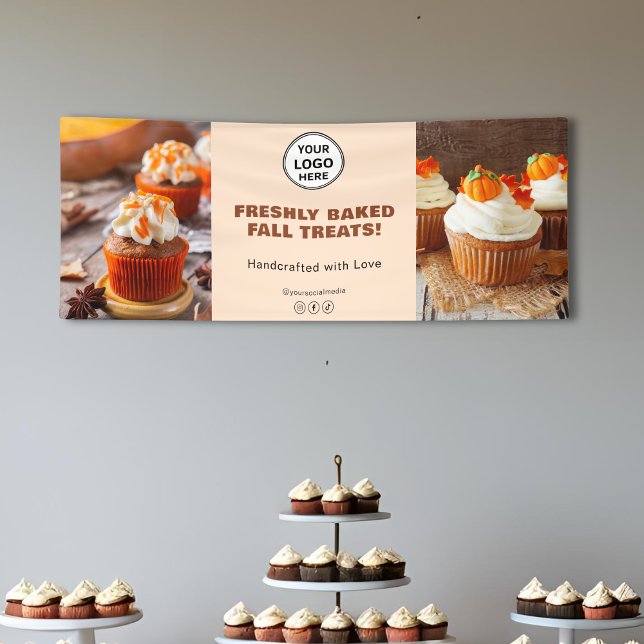 Banderoles Logo Personnalisé Boulangerie Cupcake Pâtisserie C (Custom Logo Bakery Cupcake Pastry Chef Business Banner)