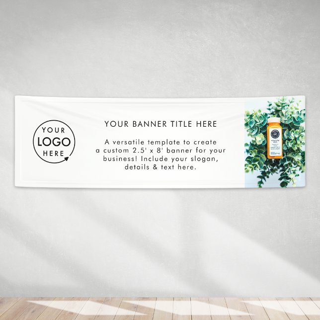 Banderoles Logo | Photo moderne minimaliste blanc 8' (Créateur téléchargé)