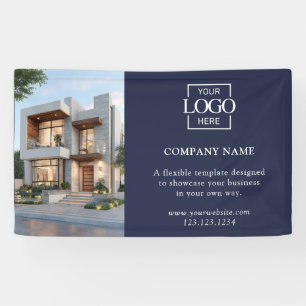 Banderoles Logo professionnel simple moderne bleu pour entrep