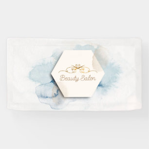 Banderoles Logo promotionnel du salon de beauté bleu & or élé