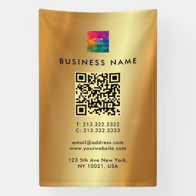 Banderoles Logo promotionnel QR Code Gold Outdoor Vertical (Verticale)