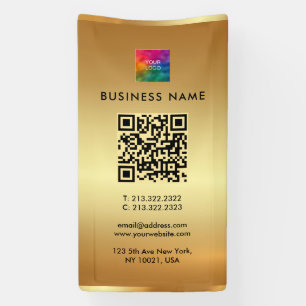 Banderoles Logo QR Code Outdoor Vertical Faux Gold Branding