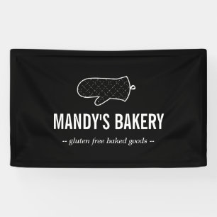 Banderoles Logo Rustic Oven Mitt sur Noir pour boulangerie
