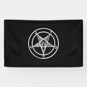 Banderoles Logo satanique de la chèvre de Pentagram inversé