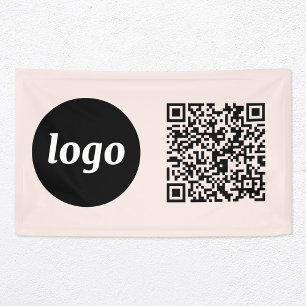 Banderoles Logo simple et texte Business QR Code Blush Pink