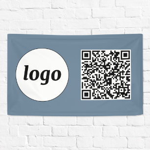 Banderoles Logo simple et texte Business QR Code Dusty Blue