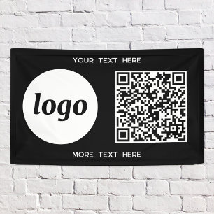 Banderoles Logo simple et texte Business QR Code noir