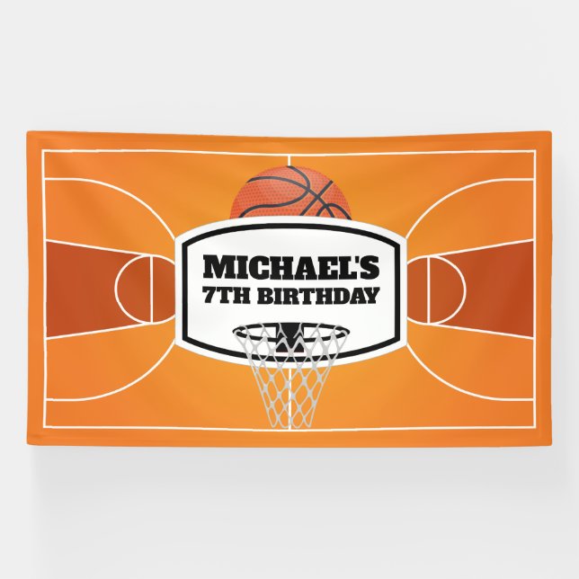 Banderoles Lona Basketball Birthday Banner backdrop (Horizontal)