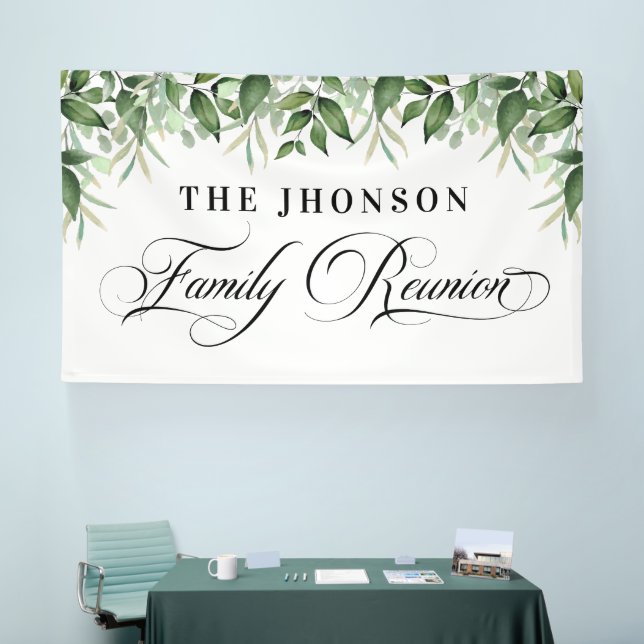 Banderoles Lona Family Reunion greenery backdrop (Salon professionnel)