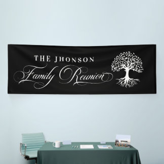 Banderoles Lona Family Reunion tree backdrop black