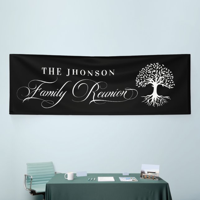 Banderoles Lona Family Reunion tree backdrop black (Salon professionnel)