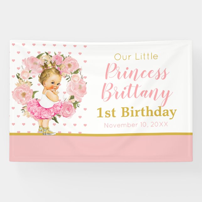 Banderoles Lona Little Princess birthday Flowers banner (Horizontal)