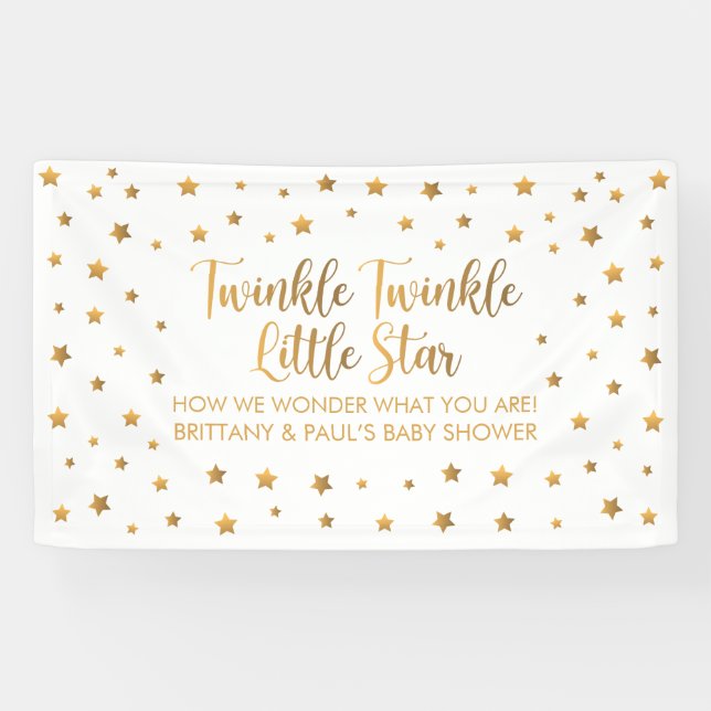 Banderoles Lona Twinkle Twinkle Little Star Baby Shower sign (Horizontal)