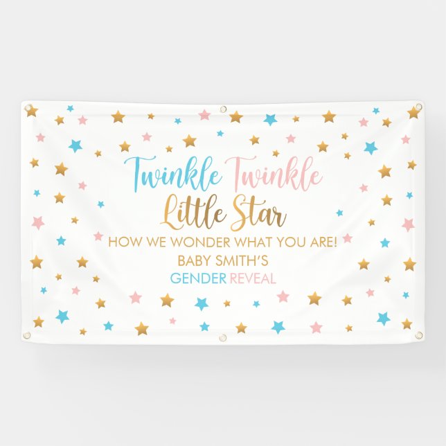 Banderoles Lona Twinkle Twinkle Little Star Gender Reveal sig (Horizontal)