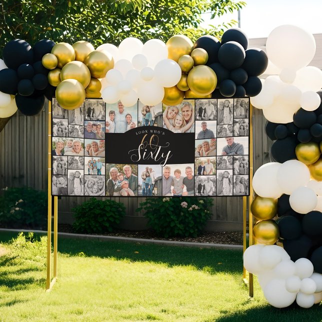 Banderoles Look Who's 60 Happy Birthday Photo Collage Party  (Look Who's 60 Happy Birthday Photo Collage Party Banner)