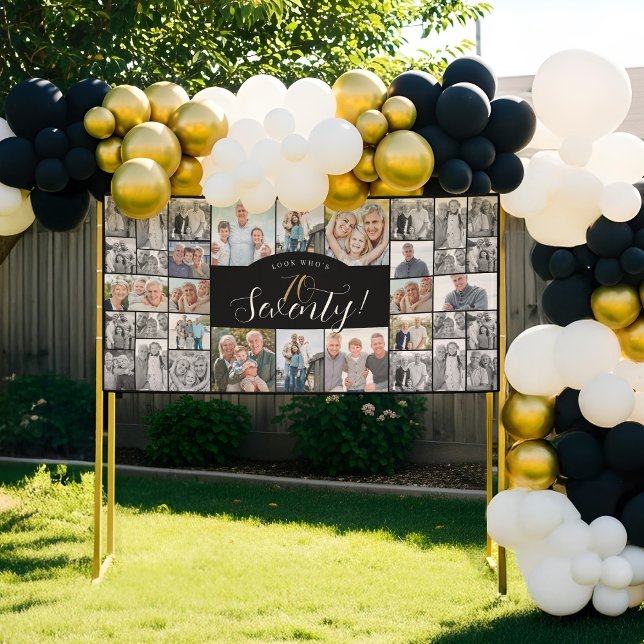 Banderoles Look Who's 70 Happy Birthday Photo Collage Party  (Look Who's 70 Happy Birthday Photo Collage Party Banner)