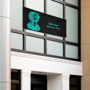 Banderoles Loup noir en colère dans la nuit