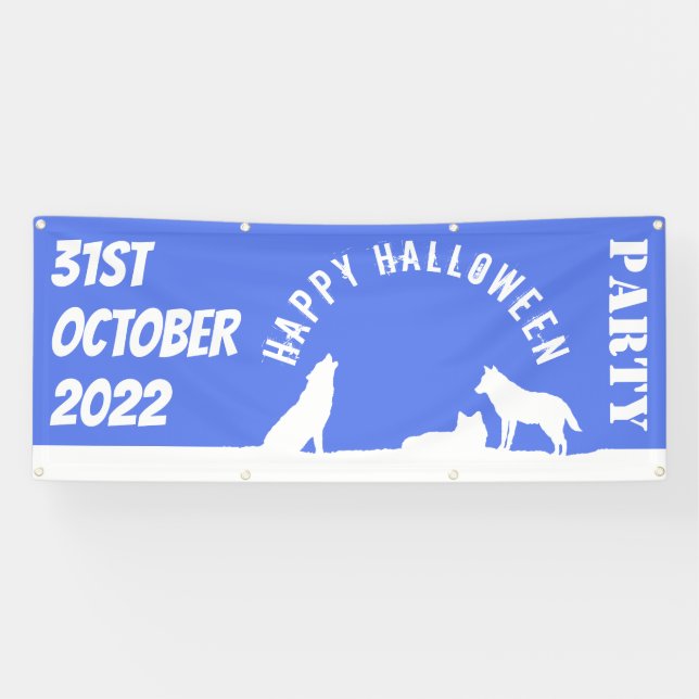 Banderoles Loups en neige, joyeux bandeau d'Halloween (Horizontal)