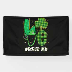 Banderoles Love Stethoscope Scrub Vie Shamrock Patricks Day