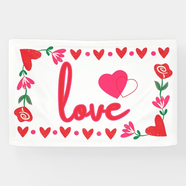 Banderoles Love Valentine's Day 2.5x4 Vinyl Banner (Horizontal)