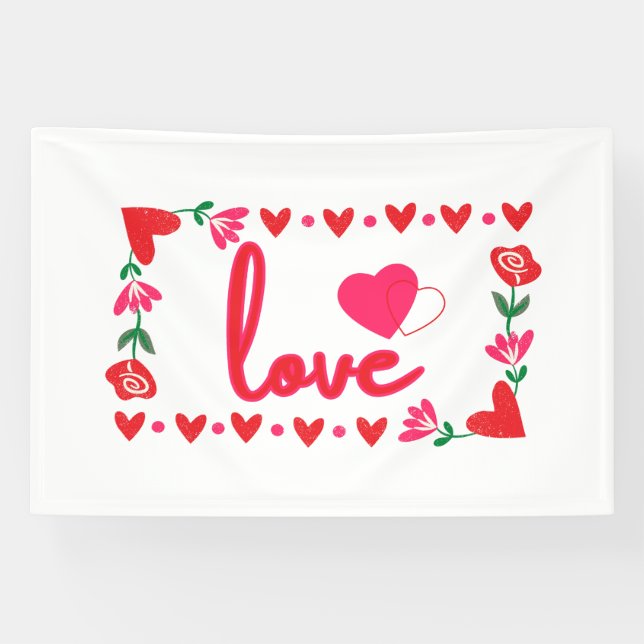 Banderoles Love Valentine's Day 4x6 Vinyl Banner (Horizontal)
