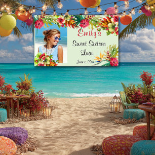 Banderoles Luau pour les seize ans, Hibiscus rouge, personnal