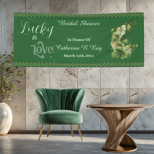 Banderoles Lucky in Love Golden Frame Shamrock Bridal Shower (Lucky in Love Golden Frame Shamrock Bridal Shower Banner)