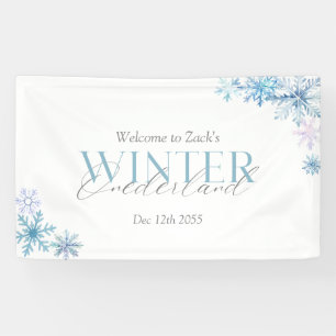 Banderoles Lue Winter Wonderland Flocon de Neige Premier Anni