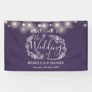 Banderoles Lumières de chaîne florales violettes Script Maria
