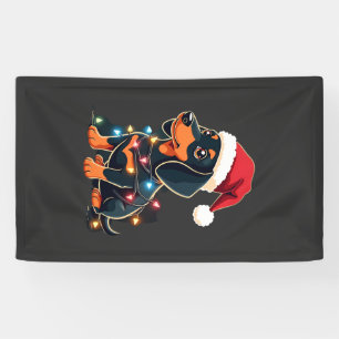 Banderoles Lumières de Noël pour Teckel Chapeau de Père Noël