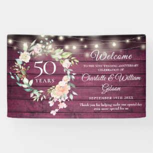 Banderoles Lumières Florales Rustiques 50e Anniversaire de Ma