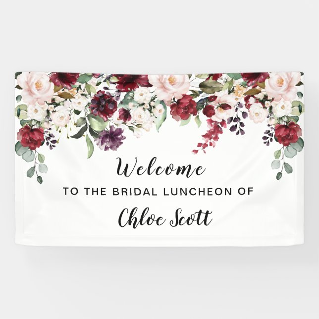 Banderoles Lunchère de bienvenue de la mariée rose rouge (Horizontal)