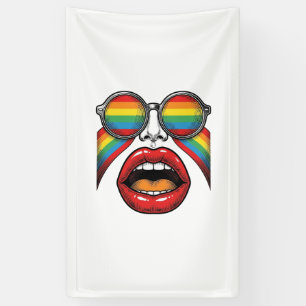 Banderoles Lunettes de soleil arc-en-ciel rétro lèvres visage