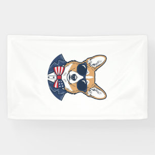 Banderoles Lunettes de soleil Corgi patriotiques Art vectorie