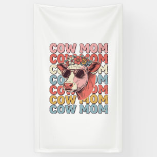 Banderoles Lunettes de soleil rétro Cow Mom gravure vintage C