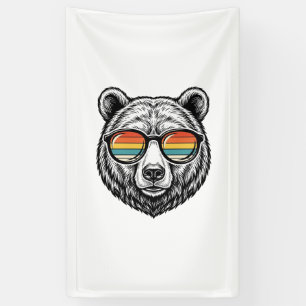 Banderoles lunettes de soleil vintage ours graphique vectorie