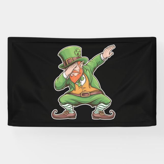 Banderoles Lutin vert qui fait dab pour la Saint-Patrick  (Horizontal)