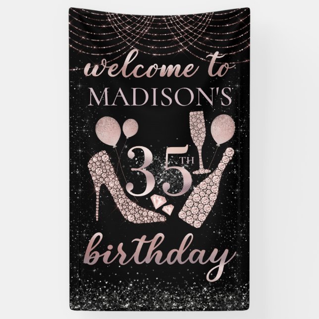 Banderoles Luxe 35e anniversaire Affiche de bienvenue personn (Vertical)